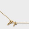 14K Gold Dipped Cubic Zirconia Double Cross Pendant Necklace - Gold - 4 of 4