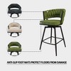 Okak 26" Swivel Bar Stools Set of 2, Suede Upholstered with Footrest & Woven Back, Black Legs Counter Stools for Kitchen Island - 2 of 4