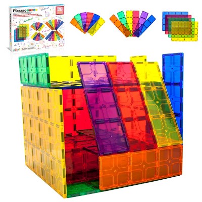 PICASSO-TILES 28 PC  Magnetic Tiles, Magnetic Building Blocks for Kids, Magnet for Kids 3+