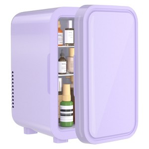 YASHE 6L Mini Fridge, Portable 8-Can Thermoelectric Cooler, 110V AC/DC, for Bedroom, Office, Dorm, Car, Skincare & Beverages, Purple - 1 of 4