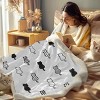 Hachikiko Cat Print Throw Blanket - 50"x60" Soft Reversible Blanket for Kids & Adults - Black & White Polka Dot Paw Design - 3 of 4