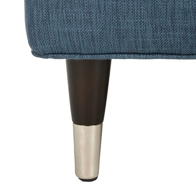 Navy Spot 29" Contemporary Leather & Wood Arm Chair