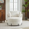 Hrinhom 42"W Corduroy Upholstered Swivel Barrel Armchair ,Club Chair With Storage Ottoman - 2 of 4