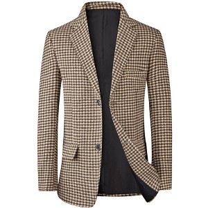 Lars Amadeus Men's Classic Fit Business Two Button Houndstooth Printed Blazer - 1 of 4