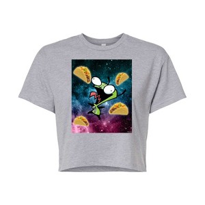 Women's - Invader ZIM - GIR Loves Tacos in Space Cropped Graphic T-Shirt - 1 of 4