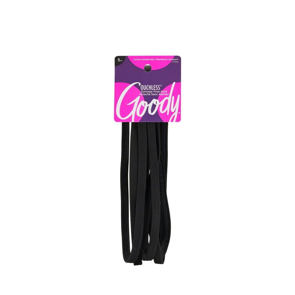 Goody Sport Skinny Silicone Headwrap - Black - 5pk
