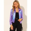 INSPIRE CHIC Women's Holographic Shiny Long Sleeve Metallic Zip Front Track Jacket - image 2 of 4