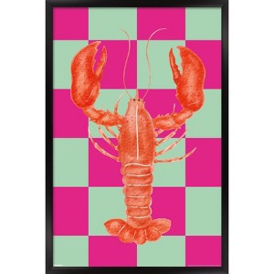 Trends International Reinders: Food - Pink Checkers Lobster Framed Wall Poster Prints - 1 of 4