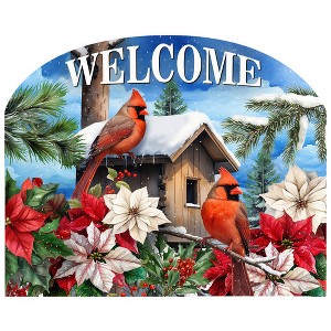 Briarwood Lane Winter Christmas Art Sign 8.25x10.25 Cardinals and Poinsettias For Christmas Art Sign - 1 of 4