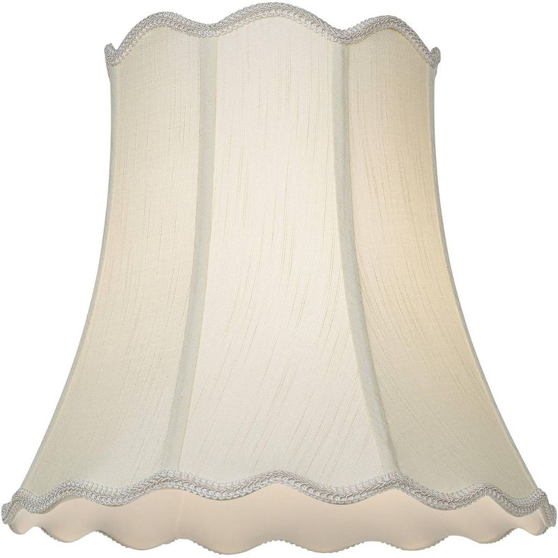 Imperial Shade Creme Medium Scallop Bell Lamp Shade 10" Top x 16" Bottom x 15" Slant x 14.75 High (Spider) Replacement with Harp and Finial, 4 of 9