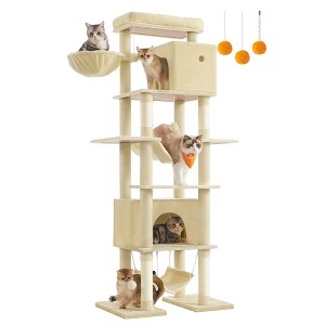 Feandrea Cat Tree, 79.1 Inch Tall Cat Tower for Indoor Cats, Multi-Level Large Cat Condo with 4 Scratching Posts, 2 Hammocks, a Perch, 2 Cat Caves - 1 of 4