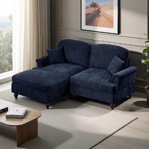Mid-Century 2-Seater L-Shaped Modular Sectional Sofa with Movable Ottoman - 1 of 4