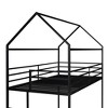 Okak Twin Over Twin House Bunk Bed with Safety Fence & Built-in Ladder Metal Bunk Bed for Kids, Girls, Boys Easy Assemble, Black - 3 of 4