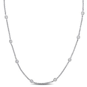 EVERLY JEWELRY | Sterling Silver 10 CT TGW Cubic Zirconia By The Yard Necklace, 34-inch - 1 of 4