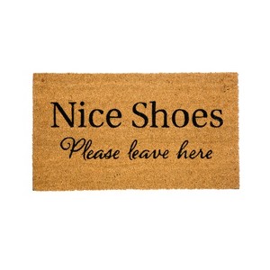 Evergreen Flag Funny Welcome Mat Coir Doormat | 28" x 16" Front Door Mat Outdoor Entrance | No Slip Door Rugs Entryway Indoor | Nice Shoes - 1 of 4