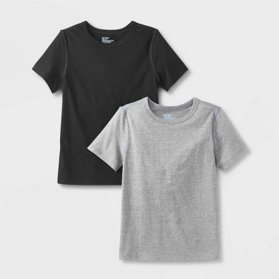 Kids' 2pk Adaptive Short Sleeve T-Shirt - Cat & Jack™ Black/Charcoal Gray