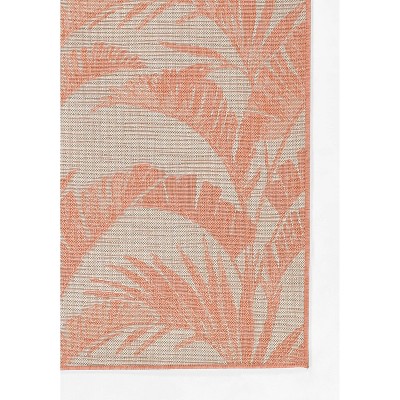 Coral Palm Print Washable Chenille Runner Rug