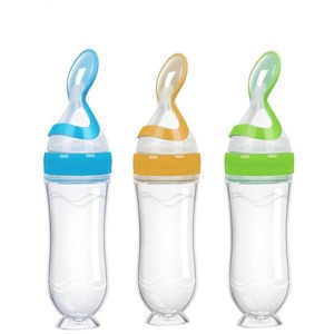 AOSTIRMOTOR Wholesale Squeeze Baby Bottle Feeder Spoon Baby Feeder Food Feeder Soft Silicone Baby Feeding for Fresh Vegetable Fruit - 1 of 1