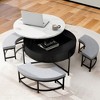 Lift-Top Coffee Table with 3 Ottoman, Modern Round Cocktail Table Center Table Sofa Side Table with Storage Compartment, Black/Natural+White-HABITRIO - 2 of 4