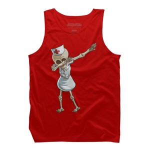 Men's Design By Humans Halloween Dabbing Funny Skeleton Nurse RN Costume Gift By COVI Tank Top - 1 of 3