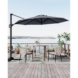 10FT Cantilever Patio Umbrella,360 Degree Rotation,Aluminum Frame Hanging Market Umbrella with Cross Base, Stable for Backyard, Garden, Porch - 1 of 4
