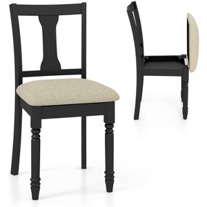 ADILE Wood Dining Chairs Set of 2, Farmhouse Dining Room Chair with Cushion Seat, Black - 1 of 3
