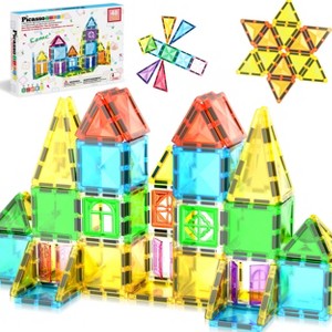 PICASSO-TILES Magnetic Tiles For Kids, Travel Size 48PCS Construction STEM Building Blocks Educational Toy - 1 of 4