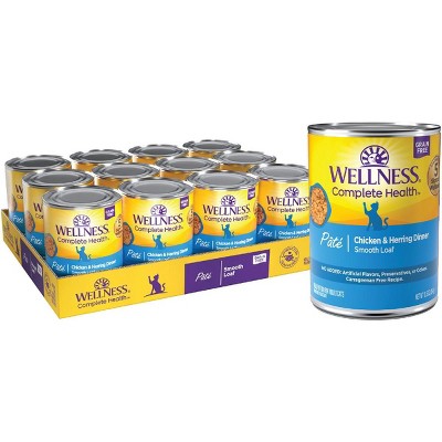 Wellness Complete Health Chicken & Herring Formula Grain-Free Canned Cat Food, 12.5-oz, Case of 12