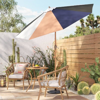 9&#39; Round Color-Blocked Outdoor Patio Market Umbrella Basil with Teakwood Pole - Threshold&#8482;_4