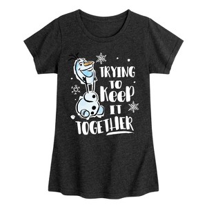 Girls' - Frozen 2 - Olaf Trying To Keep It Together Fitted Short Sleeve Graphic T-Shirt - 1 of 4