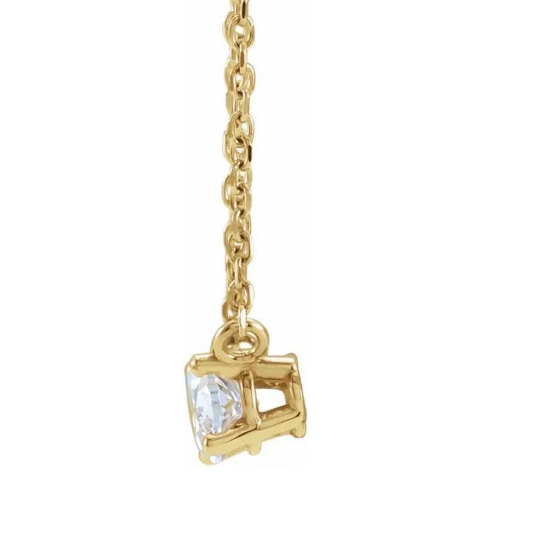 Pompeii3 1/3Ct Oval Shape Sideways Solitaire Diamond Necklace in White or Yellow Gold, 2 of 4