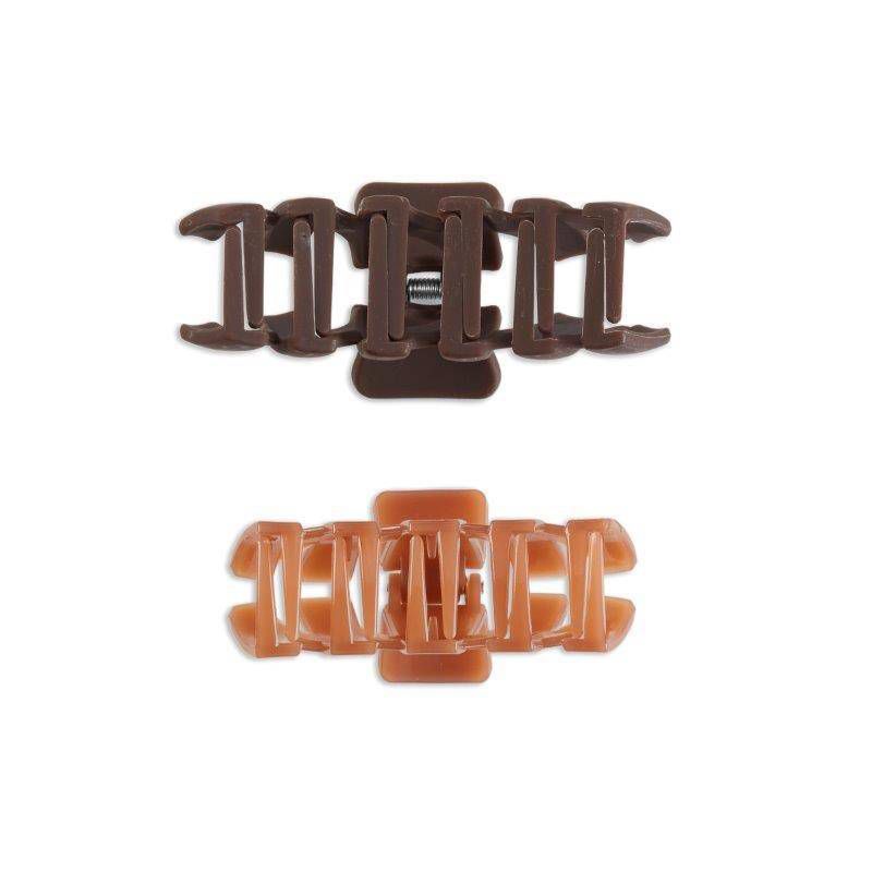sc&#252;nci Unbreakable Zigzag Plastic Claw Clips - Mixed Finish - Brown/Light Brown - All Hair - 2pcs, 5 of 7