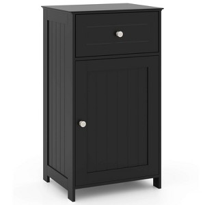 Costway White Floor Storage Cabinet Bathroom Organizer Cupboard Drawer Shelf Bath Towel White/Gray/Black - 1 of 4