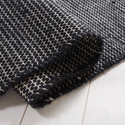 Handmade Black Wool Rectangular 8' x 10' Rug