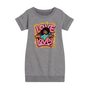 - Karma's World - Love What You Love Graphic Short Sleeve Fleece Dress - 1 of 3