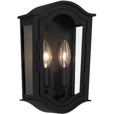 Minka Lavery Industrial Outdoor Wall Light Fixture Sand Coal 2-Light 11" Clear Glass Shade for Post Exterior Deck Porch Yard Patio