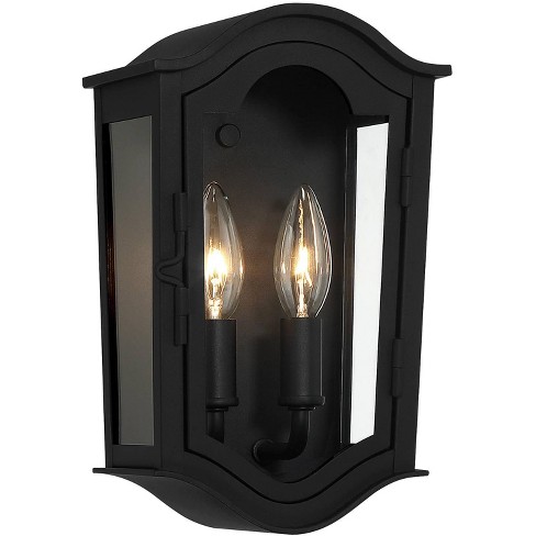 Minka Lavery Industrial Outdoor Wall Light Fixture Sand Coal 2-Light 11" Clear Glass Shade for Post Exterior Deck Porch Yard Patio - image 1 of 4