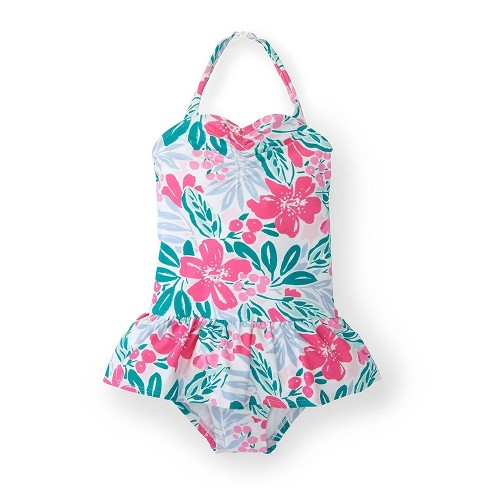 Hope & Henry Girls' Floral Ruched Halter Swimsuit (floral, Xx-small ...