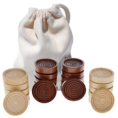 WE Games Wooden Checkers with Stackable Ridges