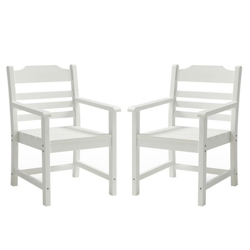 Patio Dining Chair With Armset Set Of 2, HIPS All-Weather Dining Chair With Imitation Wood Grain - image 1 of 4