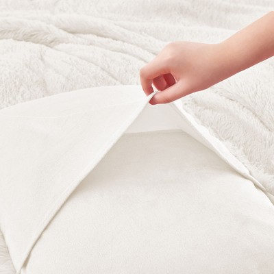 Peace Nest Fluffy Shaggy Faux Fur Comforter Set, Fuzzy Plush Bedding Set, Cream, Queen — фото 7