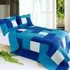 Slickblue 3PC Quilt Set, Hand-Stitched Patch Design, Full/Queen, Reversible, 100% TC Fabric, Multiple Color Options - 4 of 4