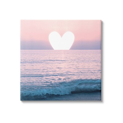 Stupell Industries Pink Heart Ocean Sunrise Canvas Wall Art