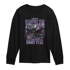 Boys' - How To Train Your Dragon - Toothless Collage Long Sleeve Graphic T-Shirt - 1 of 3