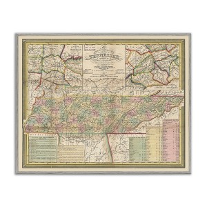 Stupell Industries Historic Tennessee Tourist Map Vintage US State Cartography Black Framed Giclee Art - 1 of 4