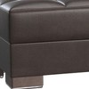 HomeRoots 52" Brown Faux Leather Tufted Storage Ottoman - 4 of 4