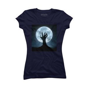 Junior's Design By Humans Halloween! Zombie Hand Reaching from Grave T-Shirt By EBCD T-Shirt - 1 of 3