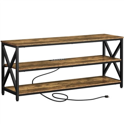 Yaheetech 55 Inch Industrial 3-Layer Shelved TV Stand with Power Outlet for TVs upto 65 Inch