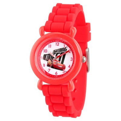 Boys' Disney Cars 3 Lightning Mcqueen Red Plastic Time Teacher Watch - Red