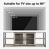 Homhougo Farmhouse TV Stand for 75/80 inches TVs, Entertainment Center with Storage Cabinet and Mesh Doors Gray - 3 of 4